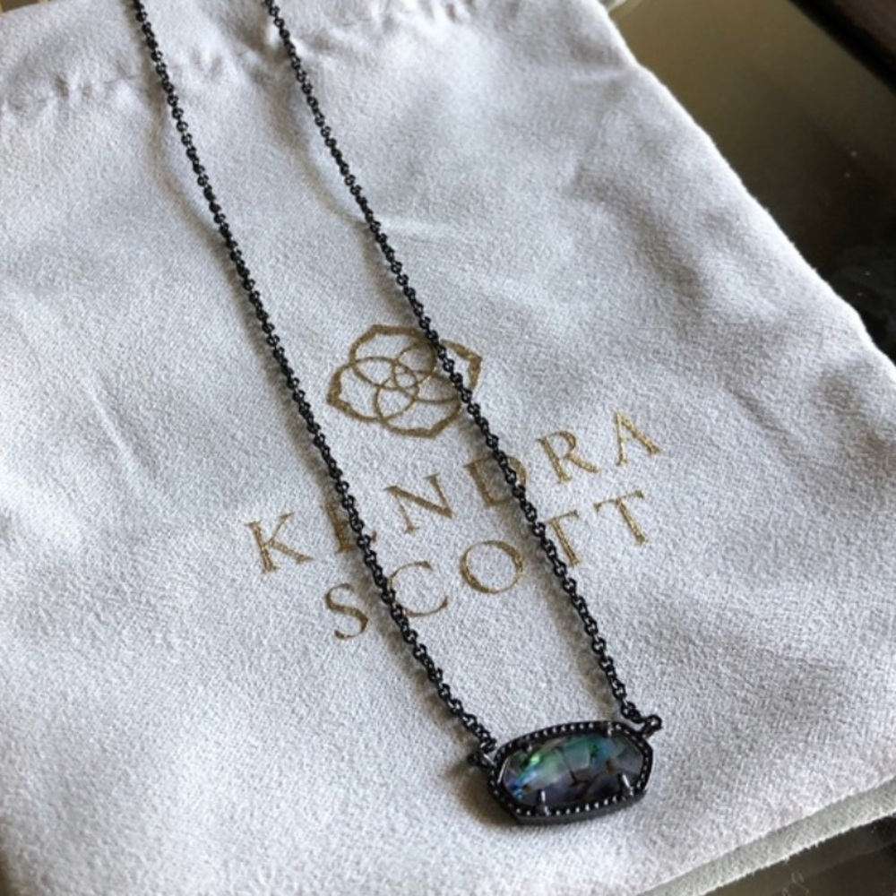 New Kendra Scott Black/Abalone Elisa Necklace